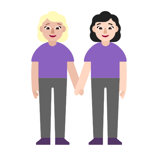 Microsoft design of the women holding hands: medium-light skin tone light skin tone emoji verson:Windows-11-23H2