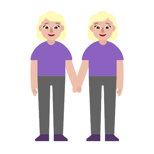 Microsoft design of the women holding hands: medium-light skin tone emoji verson:Windows-11-23H2