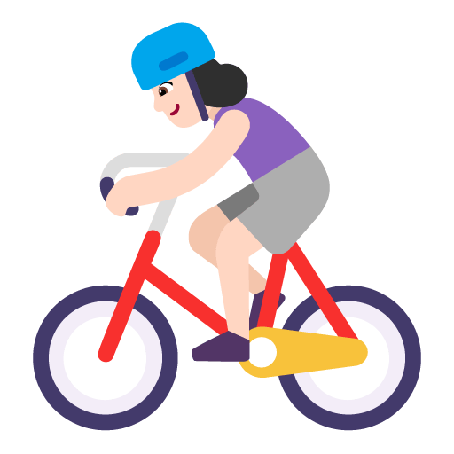 Microsoft design of the woman biking: light skin tone emoji verson:Windows-11-22H2