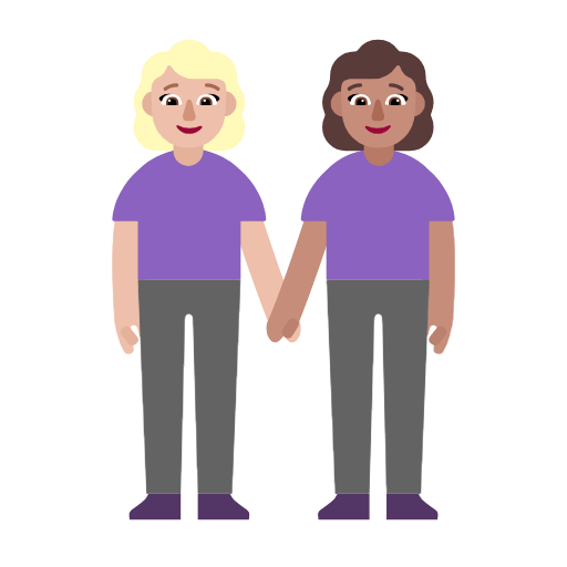 Microsoft design of the women holding hands: medium-light skin tone medium skin tone emoji verson:Windows-11-23H2