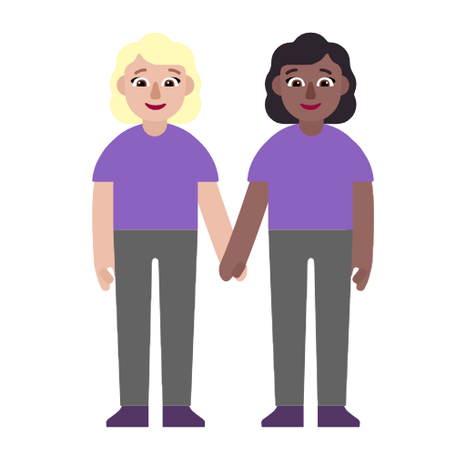 Microsoft design of the women holding hands: medium-light skin tone medium-dark skin tone emoji verson:Windows-11-23H2