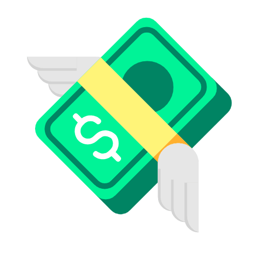 Microsoft design of the money with wings emoji verson:Windows-11-23H2