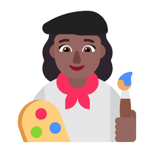 Microsoft design of the woman artist: medium-dark skin tone emoji verson:Windows-11-23H2