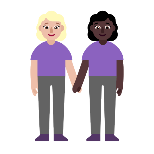 Microsoft design of the women holding hands: medium-light skin tone dark skin tone emoji verson:Windows-11-23H2