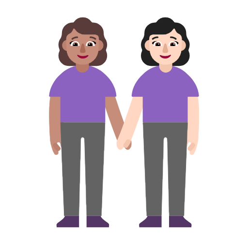 Microsoft design of the women holding hands: medium skin tone light skin tone emoji verson:Windows-11-23H2