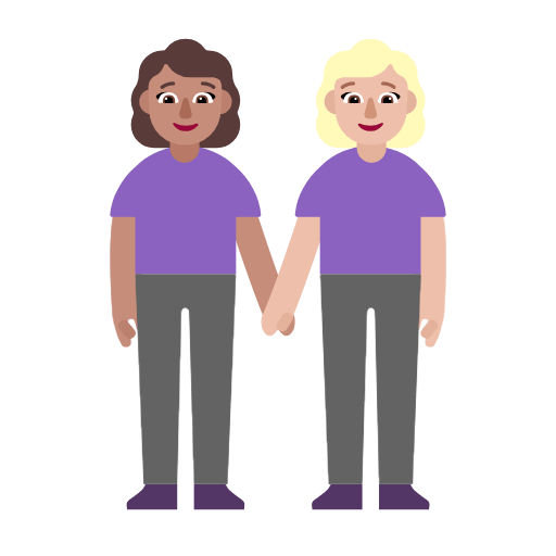 Microsoft design of the women holding hands: medium skin tone medium-light skin tone emoji verson:Windows-11-23H2