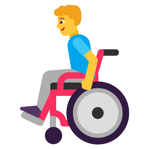 Microsoft design of the man in manual wheelchair emoji verson:Windows-11-22H2