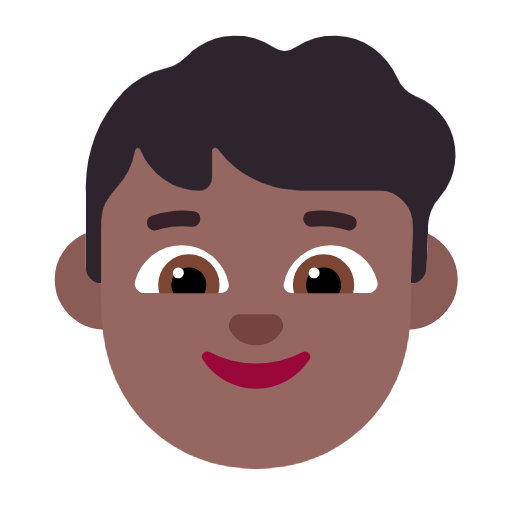Microsoft design of the boy: medium-dark skin tone emoji verson:Windows-11-23H2