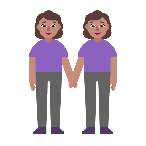 Microsoft design of the women holding hands: medium skin tone emoji verson:Windows-11-23H2