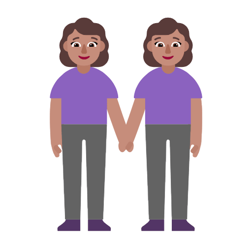 Microsoft design of the women holding hands: medium skin tone emoji verson:Windows-11-23H2