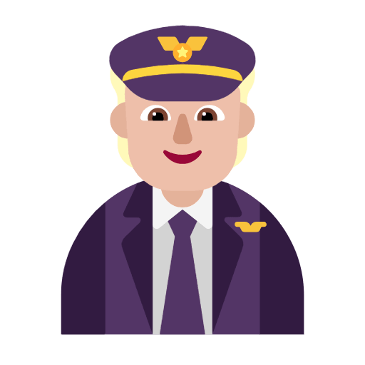Microsoft design of the pilot: medium-light skin tone emoji verson:Windows-11-23H2