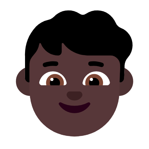 Microsoft design of the boy: dark skin tone emoji verson:Windows-11-23H2
