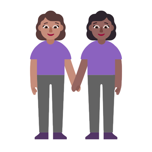 Microsoft design of the women holding hands: medium skin tone medium-dark skin tone emoji verson:Windows-11-23H2