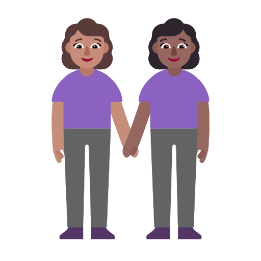 Microsoft design of the women holding hands: medium skin tone medium-dark skin tone emoji verson:Windows-11-23H2