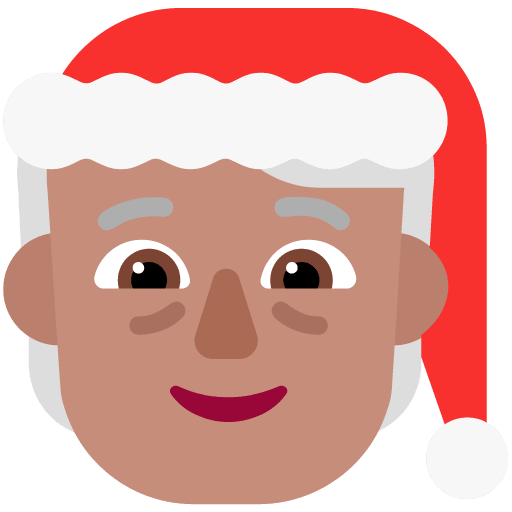 Microsoft design of the mx claus: medium skin tone emoji verson:Windows-11-22H2