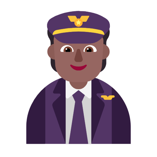 Microsoft design of the pilot: medium-dark skin tone emoji verson:Windows-11-23H2