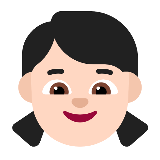 Microsoft design of the girl: light skin tone emoji verson:Windows-11-23H2