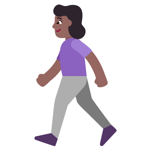 Microsoft design of the woman walking: medium-dark skin tone emoji verson:Windows-11-22H2
