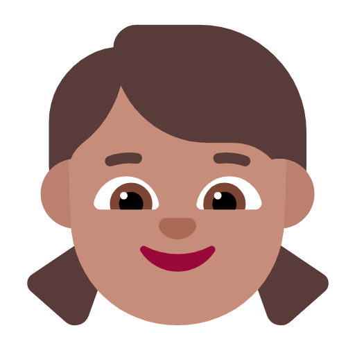 Microsoft design of the girl: medium skin tone emoji verson:Windows-11-23H2