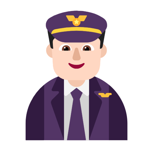 Microsoft design of the man pilot: light skin tone emoji verson:Windows-11-23H2