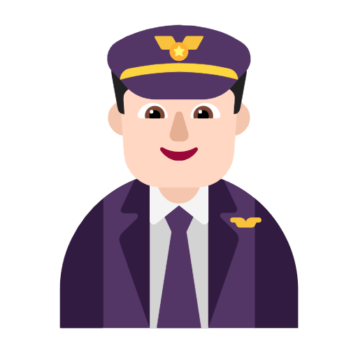 Microsoft design of the man pilot: light skin tone emoji verson:Windows-11-23H2
