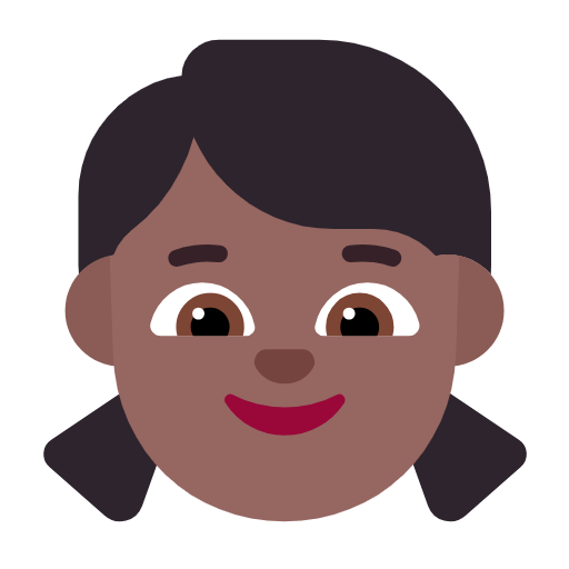 Microsoft design of the girl: medium-dark skin tone emoji verson:Windows-11-23H2