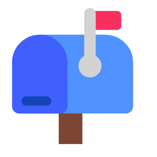 Microsoft design of the closed mailbox with raised flag emoji verson:Windows-11-23H2