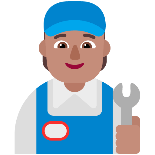 Microsoft design of the mechanic: medium skin tone emoji verson:Windows-11-22H2