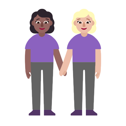 Microsoft design of the women holding hands: medium-dark skin tone medium-light skin tone emoji verson:Windows-11-23H2