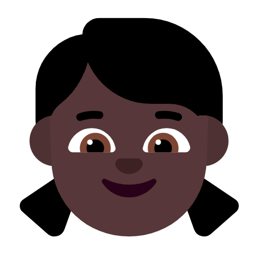 Microsoft design of the girl: dark skin tone emoji verson:Windows-11-23H2