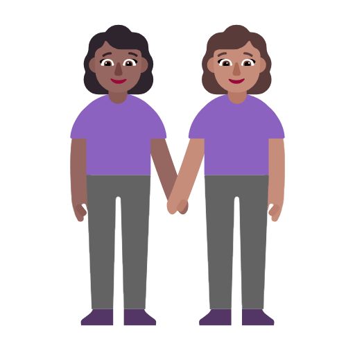 Microsoft design of the women holding hands: medium-dark skin tone medium skin tone emoji verson:Windows-11-23H2