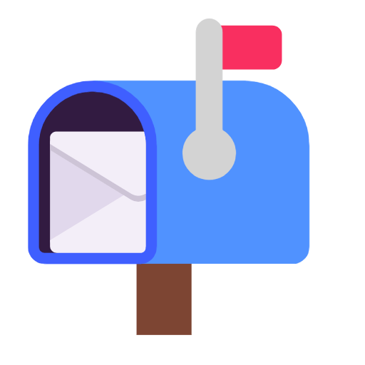 Microsoft design of the open mailbox with raised flag emoji verson:Windows-11-23H2