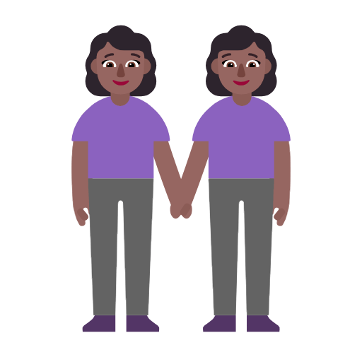Microsoft design of the women holding hands: medium-dark skin tone emoji verson:Windows-11-23H2