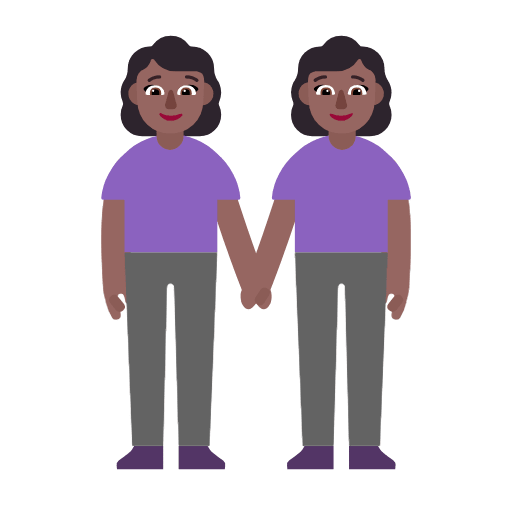 Microsoft design of the women holding hands: medium-dark skin tone emoji verson:Windows-11-23H2