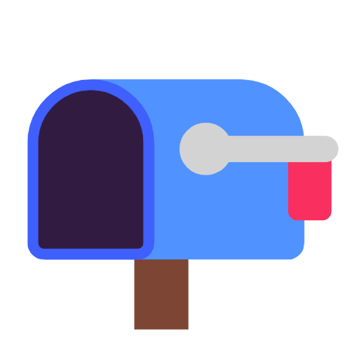 Microsoft design of the open mailbox with lowered flag emoji verson:Windows-11-23H2