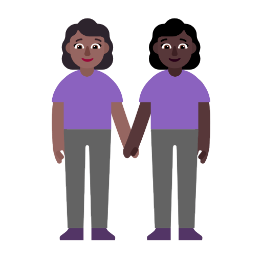 Microsoft design of the women holding hands: medium-dark skin tone dark skin tone emoji verson:Windows-11-23H2