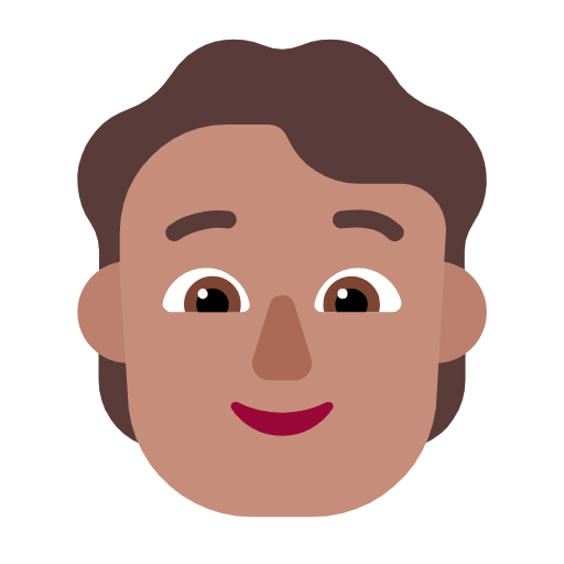 Microsoft design of the person: medium skin tone emoji verson:Windows-11-23H2