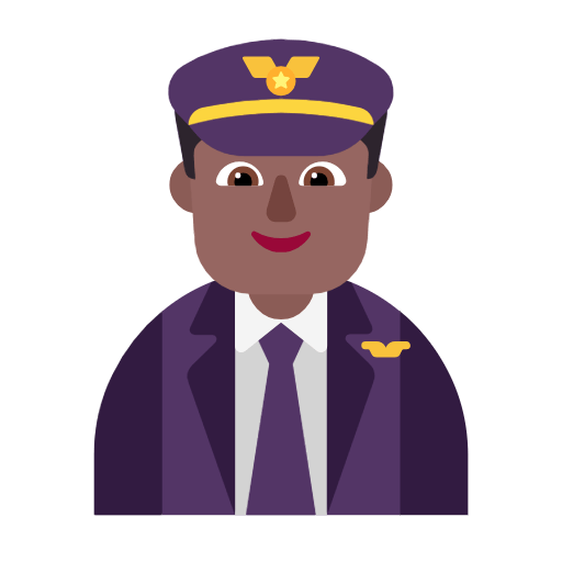 Microsoft design of the man pilot: medium-dark skin tone emoji verson:Windows-11-23H2
