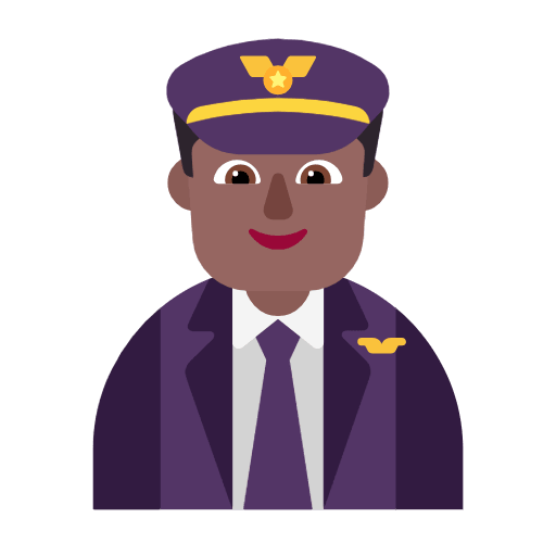 Microsoft design of the man pilot: medium-dark skin tone emoji verson:Windows-11-23H2