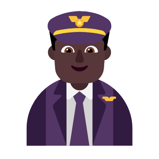 Microsoft design of the man pilot: dark skin tone emoji verson:Windows-11-23H2