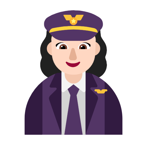 Microsoft design of the woman pilot: light skin tone emoji verson:Windows-11-23H2