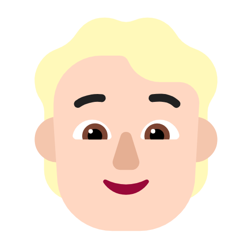 Microsoft design of the person: light skin tone blond hair emoji verson:Windows-11-23H2