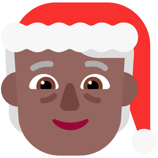 Microsoft design of the mx claus: medium-dark skin tone emoji verson:Windows-11-22H2