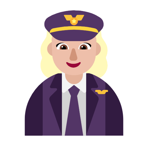 Microsoft design of the woman pilot: medium-light skin tone emoji verson:Windows-11-23H2
