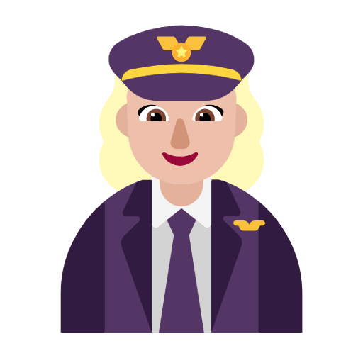 Microsoft design of the woman pilot: medium-light skin tone emoji verson:Windows-11-23H2