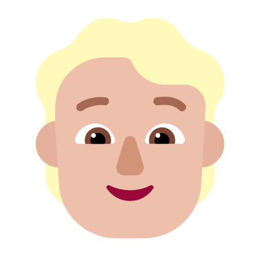 Microsoft design of the person: medium-light skin tone blond hair emoji verson:Windows-11-23H2