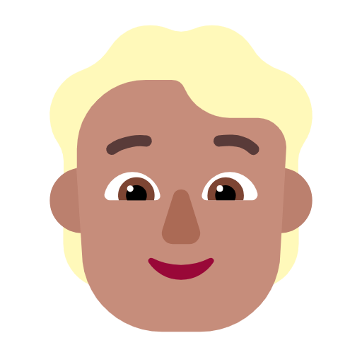 Microsoft design of the person: medium skin tone blond hair emoji verson:Windows-11-23H2