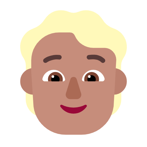 Microsoft design of the person: medium skin tone blond hair emoji verson:Windows-11-23H2
