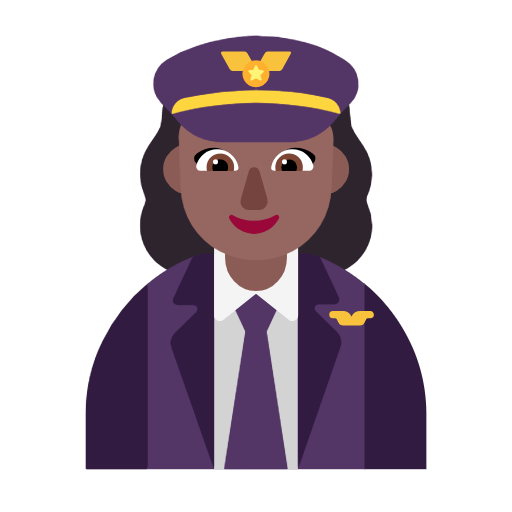 Microsoft design of the woman pilot: medium-dark skin tone emoji verson:Windows-11-23H2