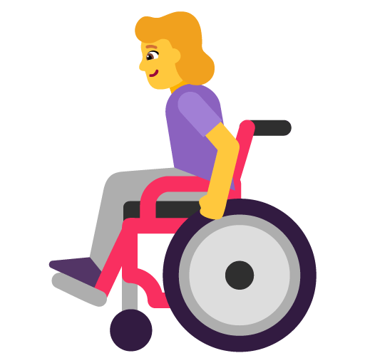 Microsoft design of the woman in manual wheelchair emoji verson:Windows-11-22H2